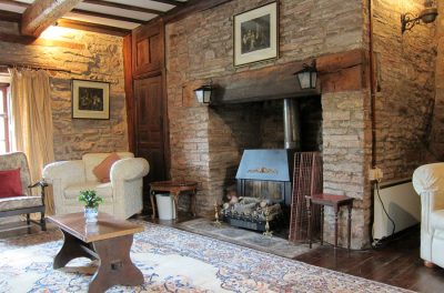 Inglenook fireplace in Alexanderstone Manor sitting room